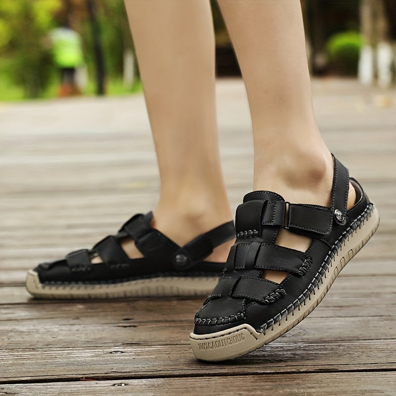 Closed Toe Fisherman Sandals for Women with Adjustable Strap in Black, styled view