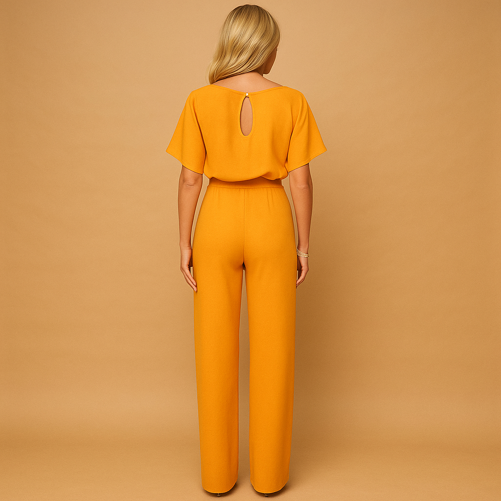 Women’s high-waist jumpsuit with lace-up detail, tailored fit, and soft draping fabric. Perfect for work, events, and casual-chic outfits.