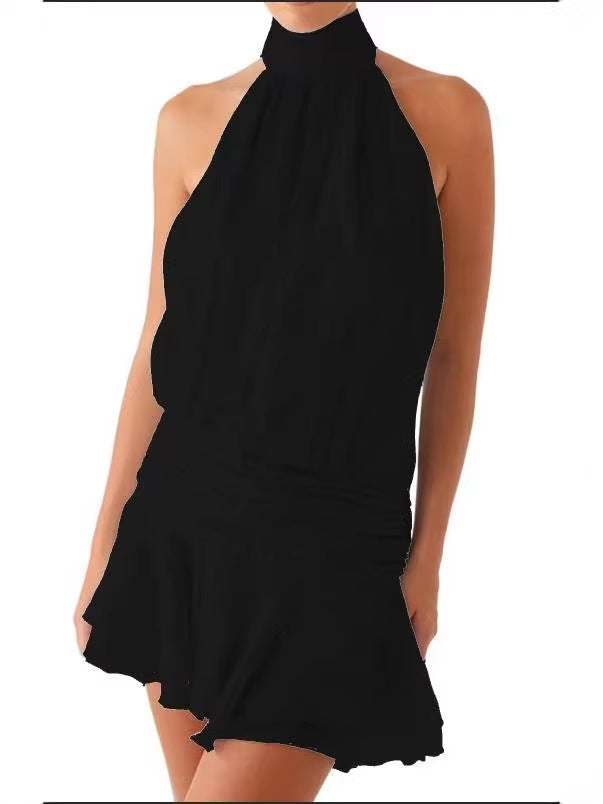 Women's Backless Tie-Up Halter Neck Dress, front view