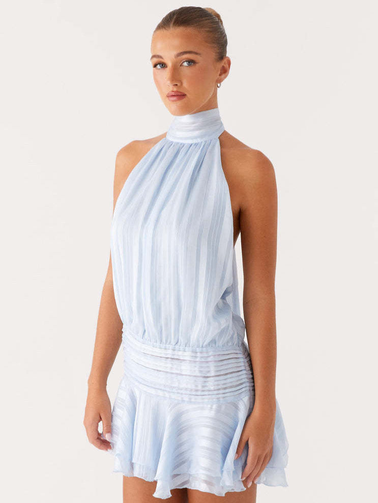 Women's Backless Tie-Up Halter Neck Dress, front view