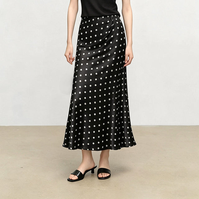 Women's Casual Satin-Feel Fishtail Midi Skirt, front view