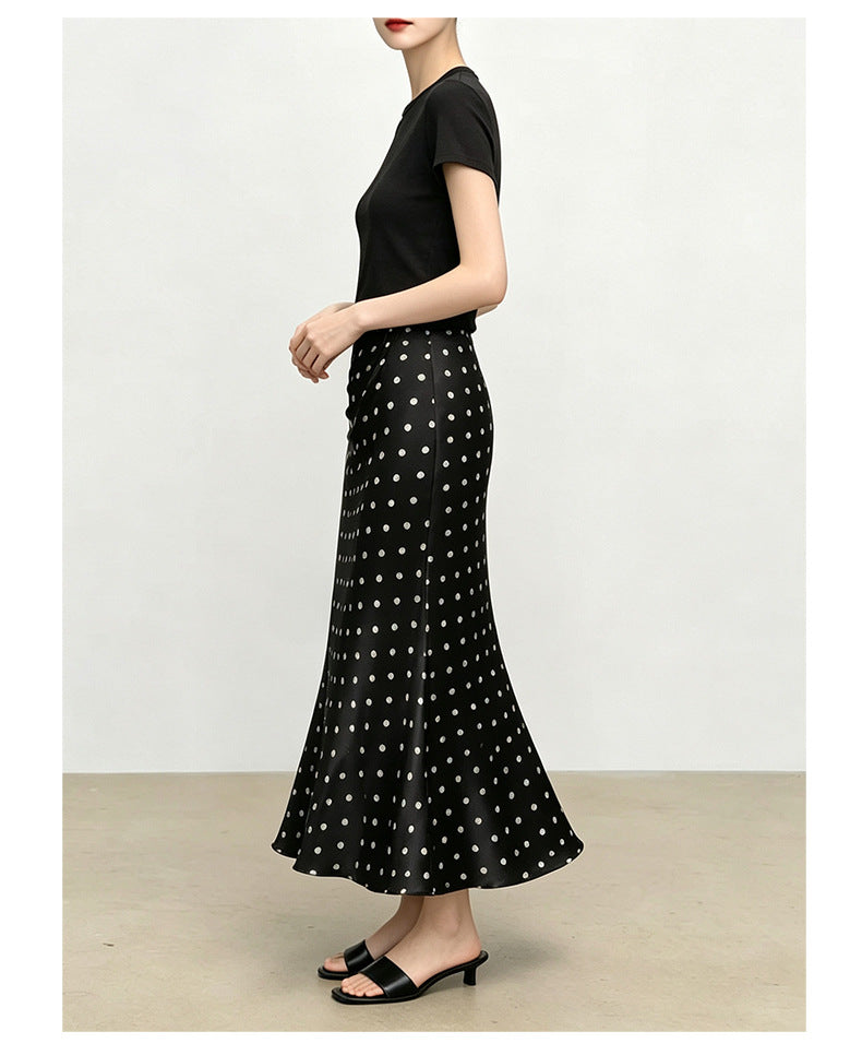 Women's Casual Satin-Feel Fishtail Midi Skirt, side view