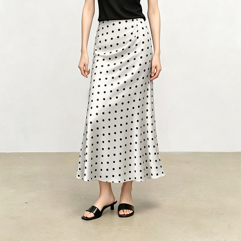 Women's Casual Satin-Feel Fishtail Midi Skirt, front view