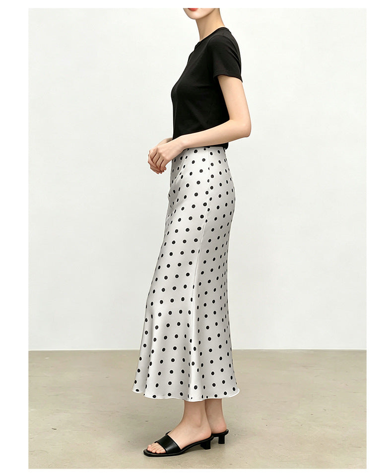 Women's Casual Satin-Feel Fishtail Midi Skirt, side view