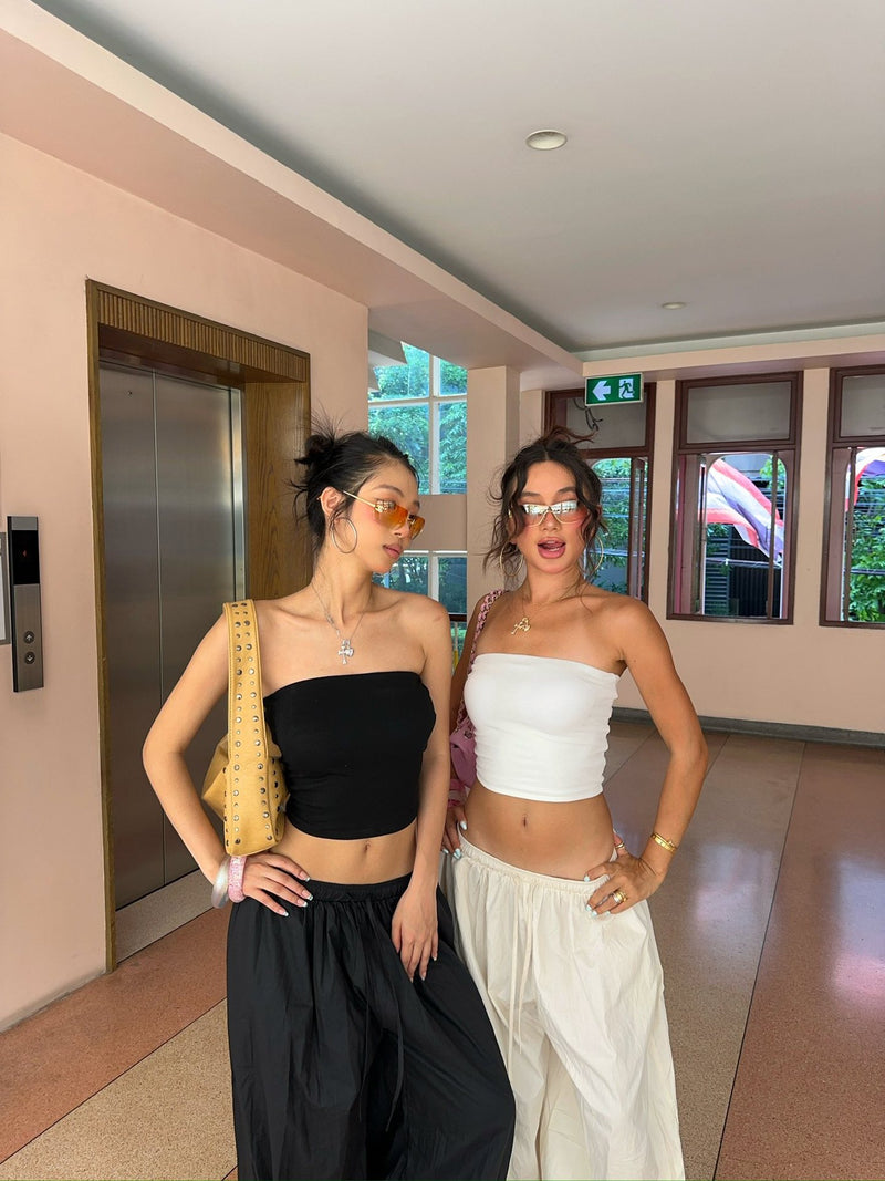 Women's Cropped Strapless Tube Top, front view
