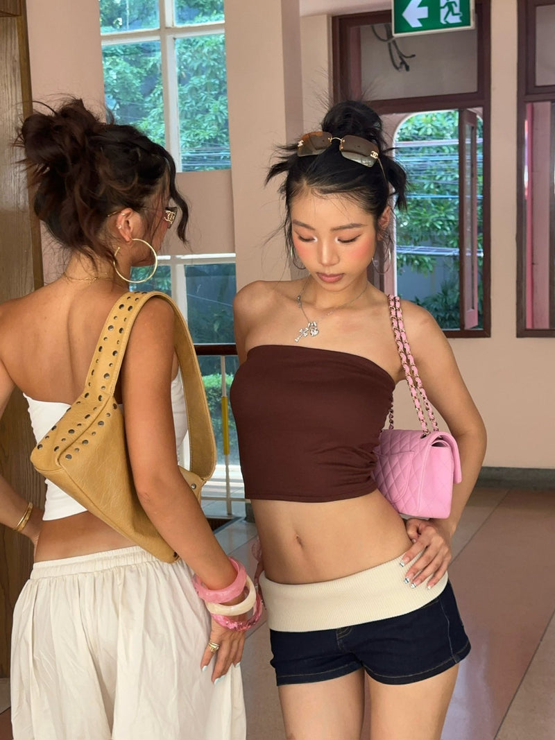 Women's Cropped Strapless Tube Top, product photo