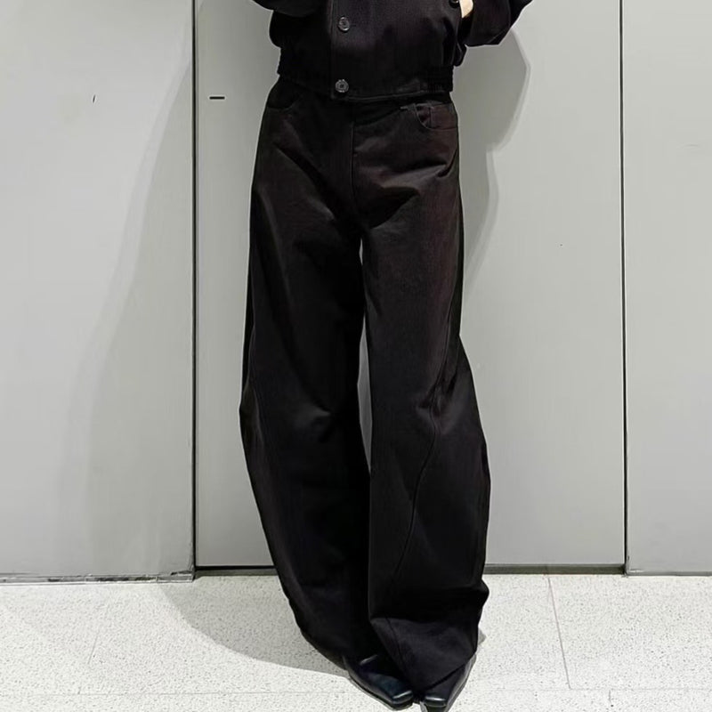 Women's Deconstructed Arc Straight Leg Pants in Dark Brown, front view