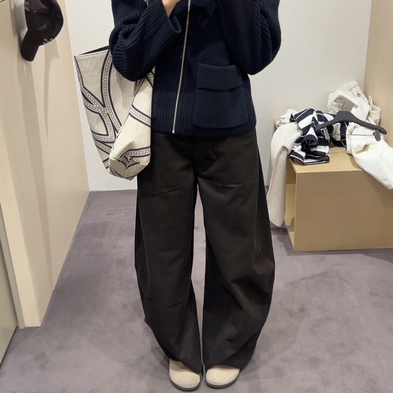 Women's Deconstructed Arc Straight Leg Pants in Dark Brown, front view