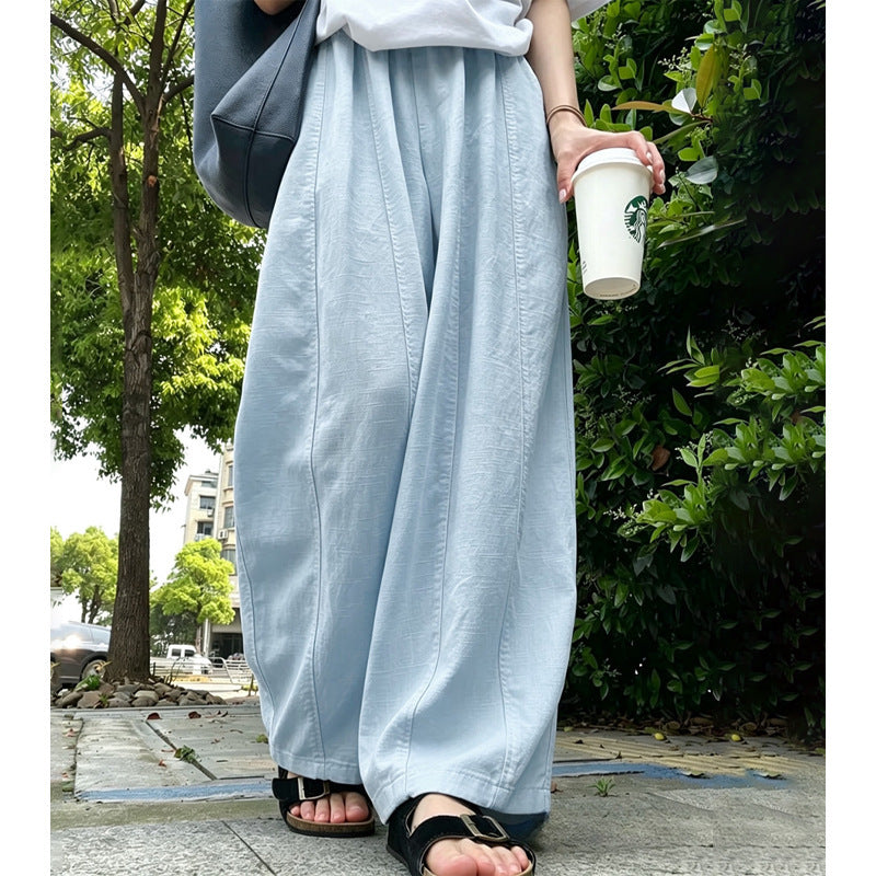 Women's High Waisted Drapey Wide Leg Pants in Light Blue - Regular, front view