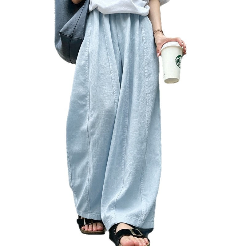 Women's High Waisted Drapey Wide Leg Pants in Light Blue - Regular, front view