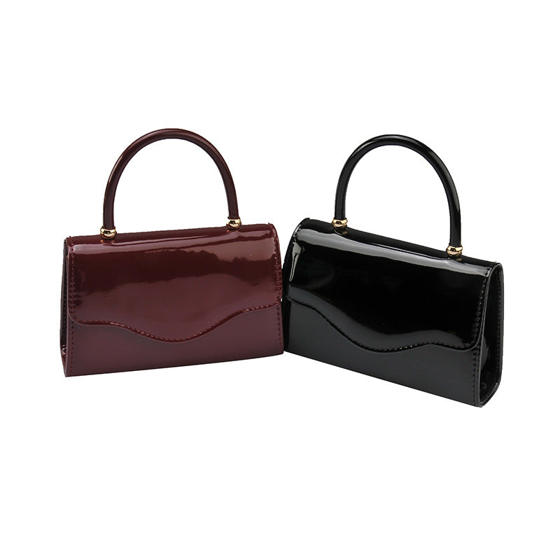 Women's Patent Finish Single Strap Evening Clutch Bag, front view