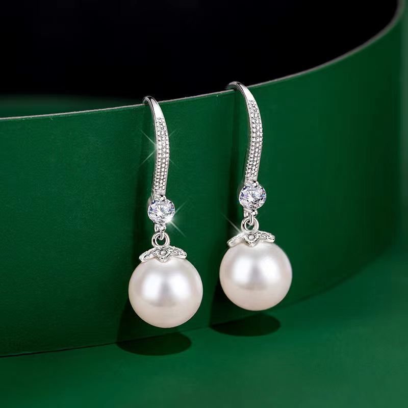Women's Pearl Drop Hook Earrings in Pearl, front view