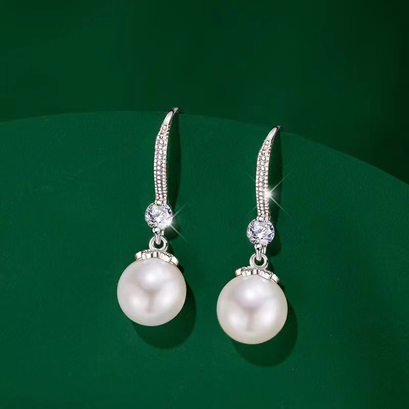 Women's Pearl Drop Hook Earrings in Pearl, front view