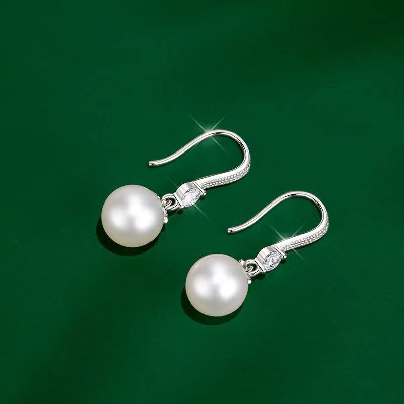 Women's Pearl Drop Hook Earrings in Pearl, front view