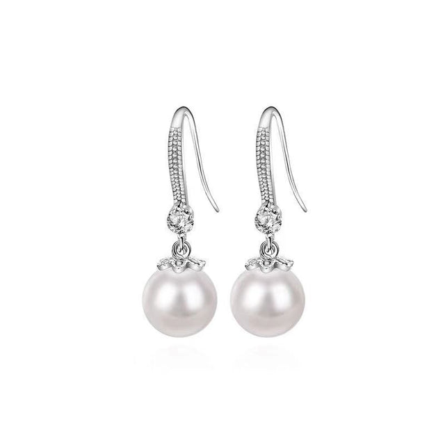 Women's Pearl Drop Hook Earrings in Pearl, front view