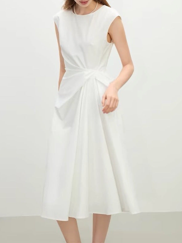 Women's Round Neck Twist-Waist Sundress, front view