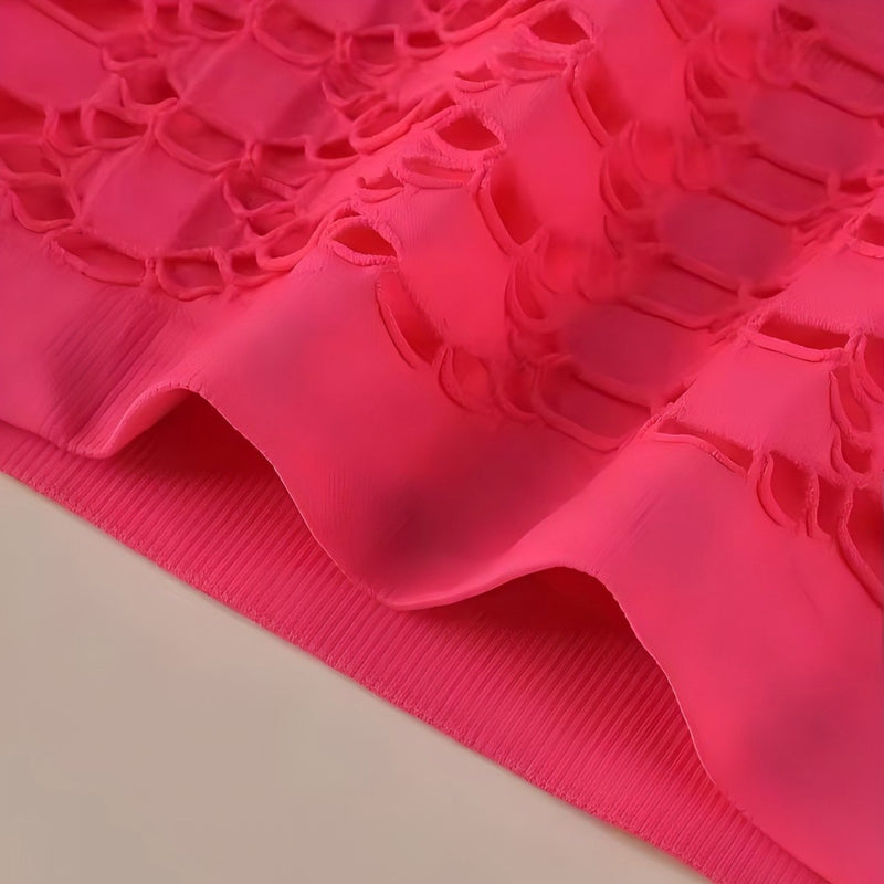 Women's Seamless Stretch Bandeau Top in Rose Red, detail