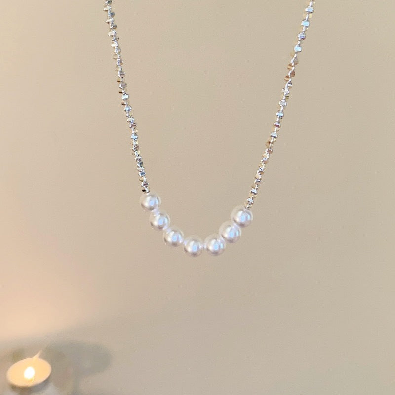 Women's Silver-Tone Pearl Choker Necklace in Silver-Tone, detail
