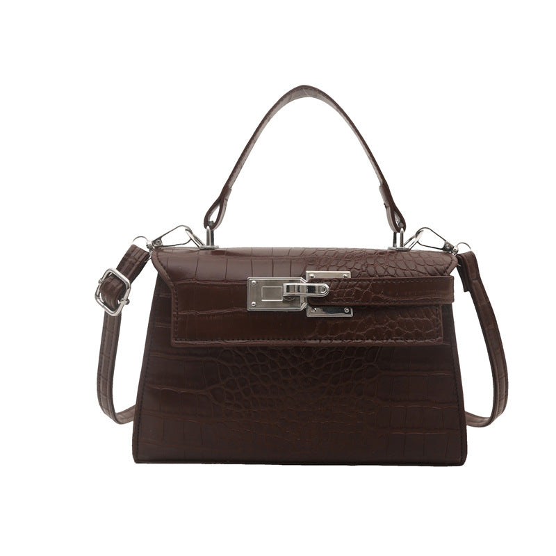 Women's Structured Top Handle Shoulder Bag in Coffee, front view