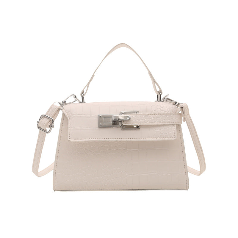 Women's Structured Top Handle Shoulder Bag in White, front view
