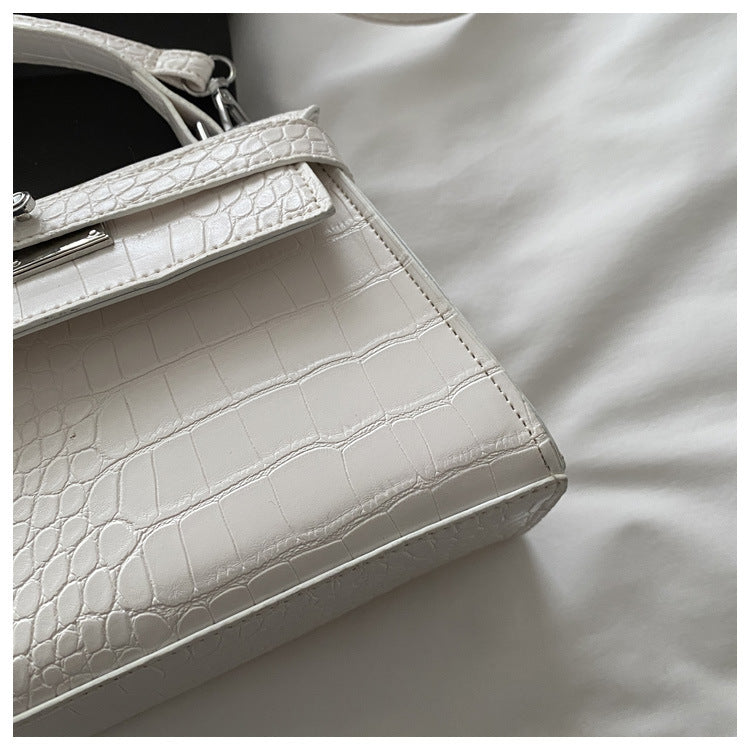 Women's Structured Top Handle Shoulder Bag in White, detail