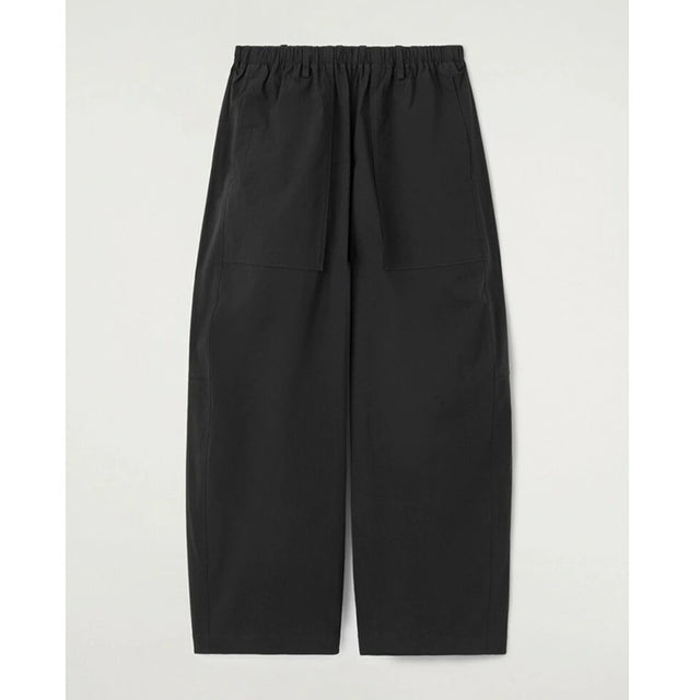 Women's Wide Leg Cropped Cotton-Like Trousers in Black, back view